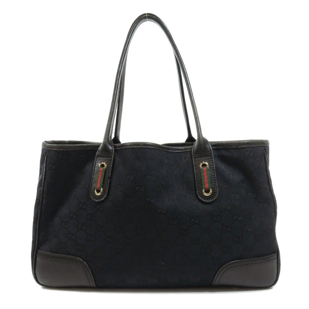 Gucci GG tote Princy leather bag Black canvas monogram